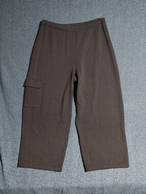 Sutton Studios Brown Wide Leg Knit Cargo Pants Sz L